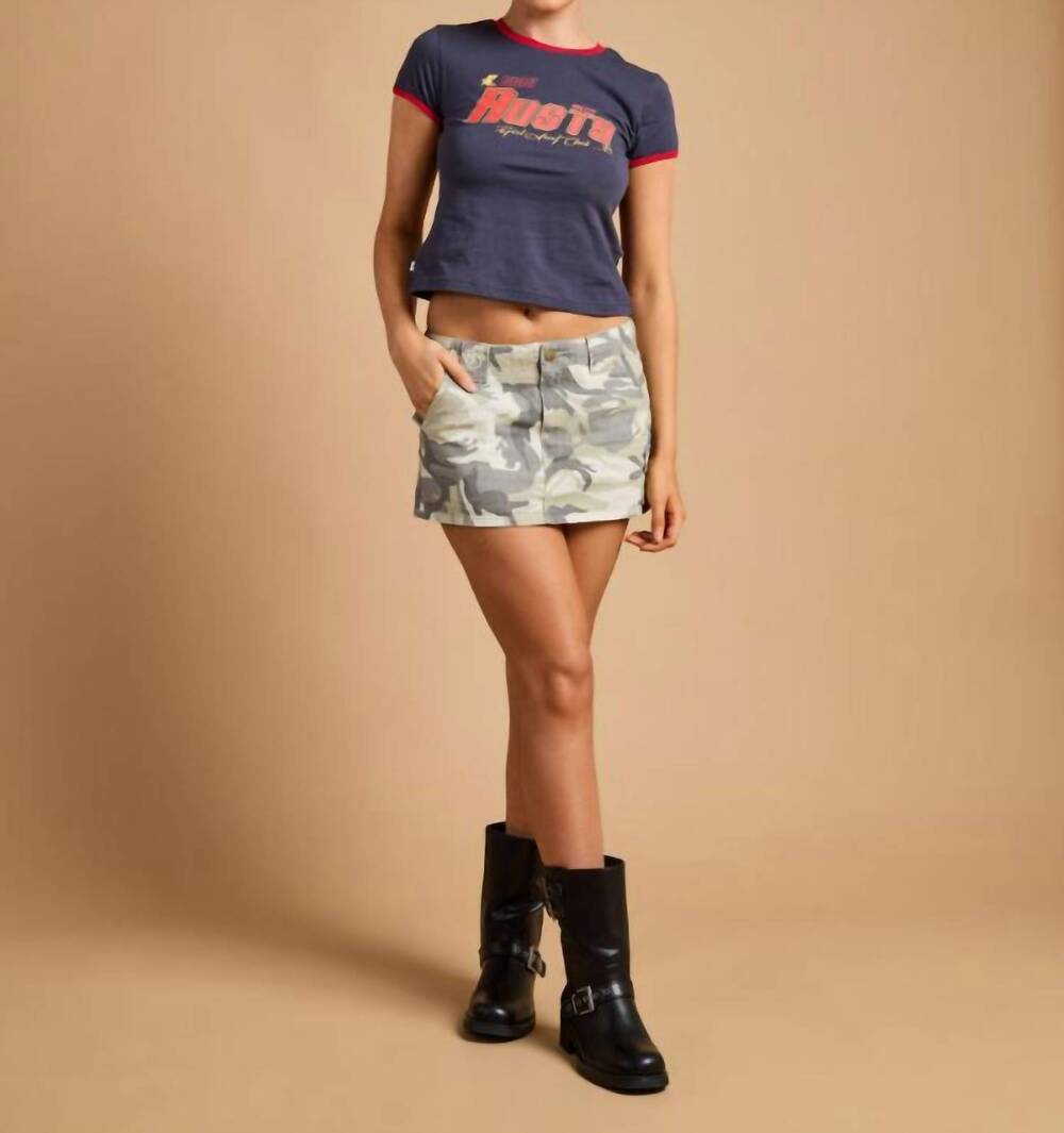 NEW RUSTY mile low rise mini skirt in camo